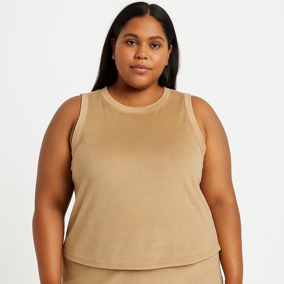 NEW SKIMS Plus Size 2X Honey Colored Velour Tank Top Sleeveless Soft Athleisure - Picture 1 of 11